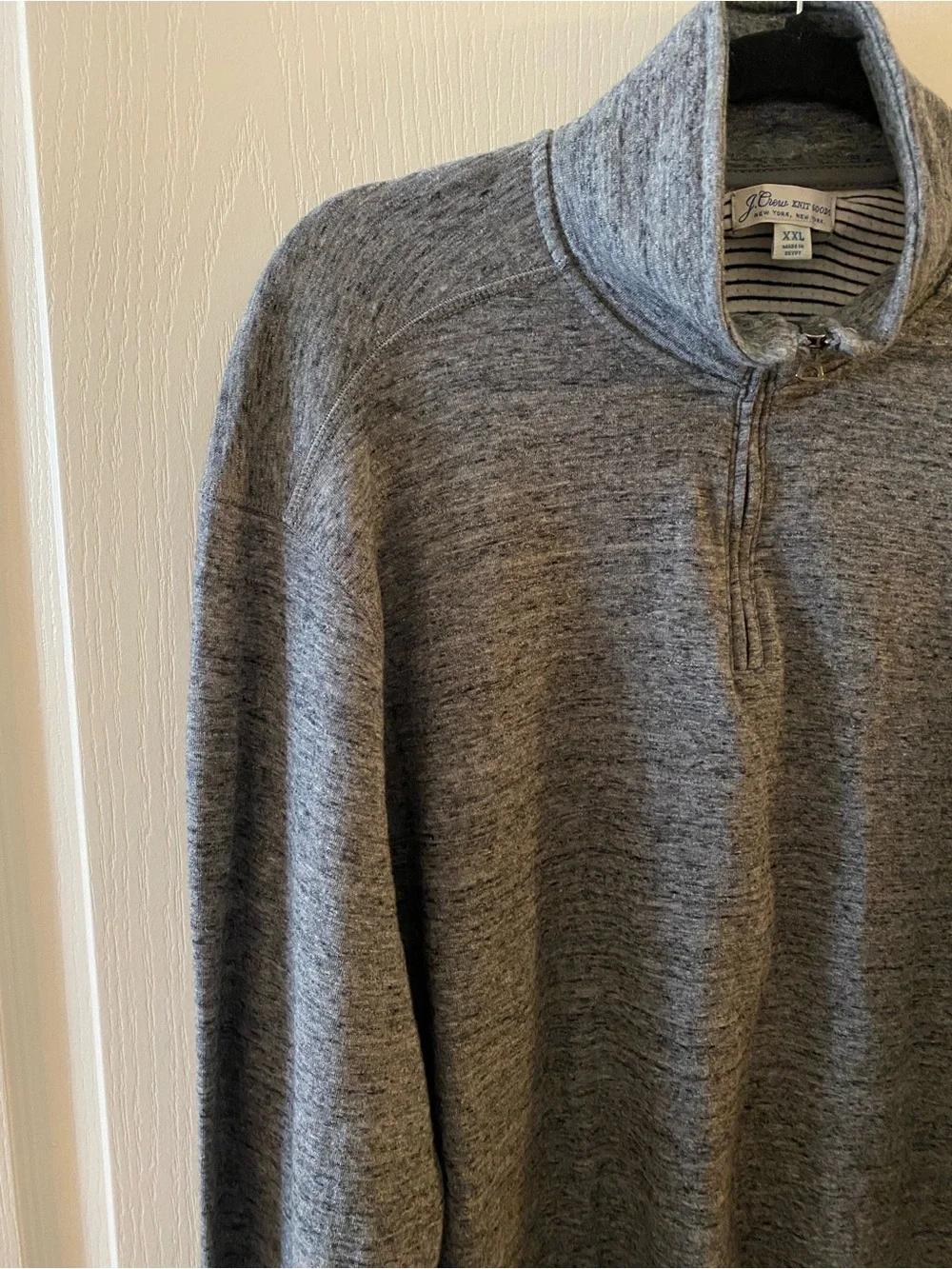 J. CREW Men’s 100% Cotton Double-Knit Half-Zip Pullover in Heathered Grey - XXL